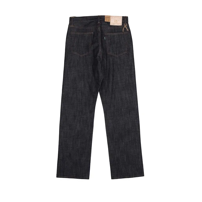 15oz Selvedge Denim Jeans Mid High Waist Straight Pants