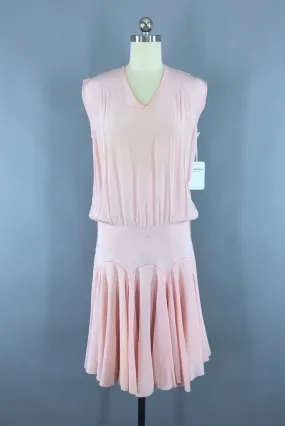 1920s Vintage Pastel Pink Silk Crepe Dress