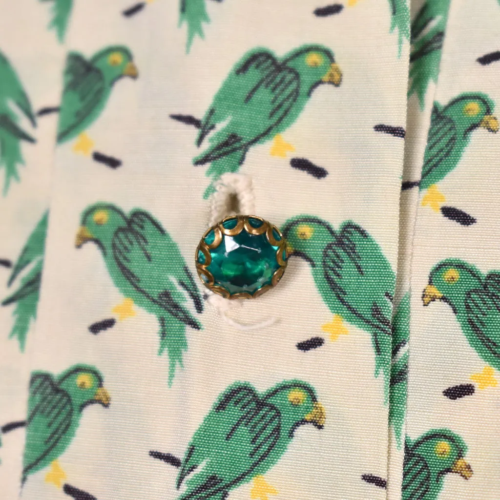 1950s Green Parrot Dress