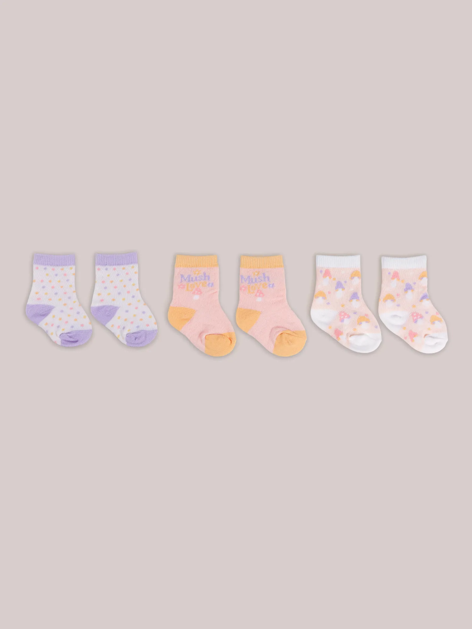 3-Pack Soft Durable Baby Socks Set - Mushy Love