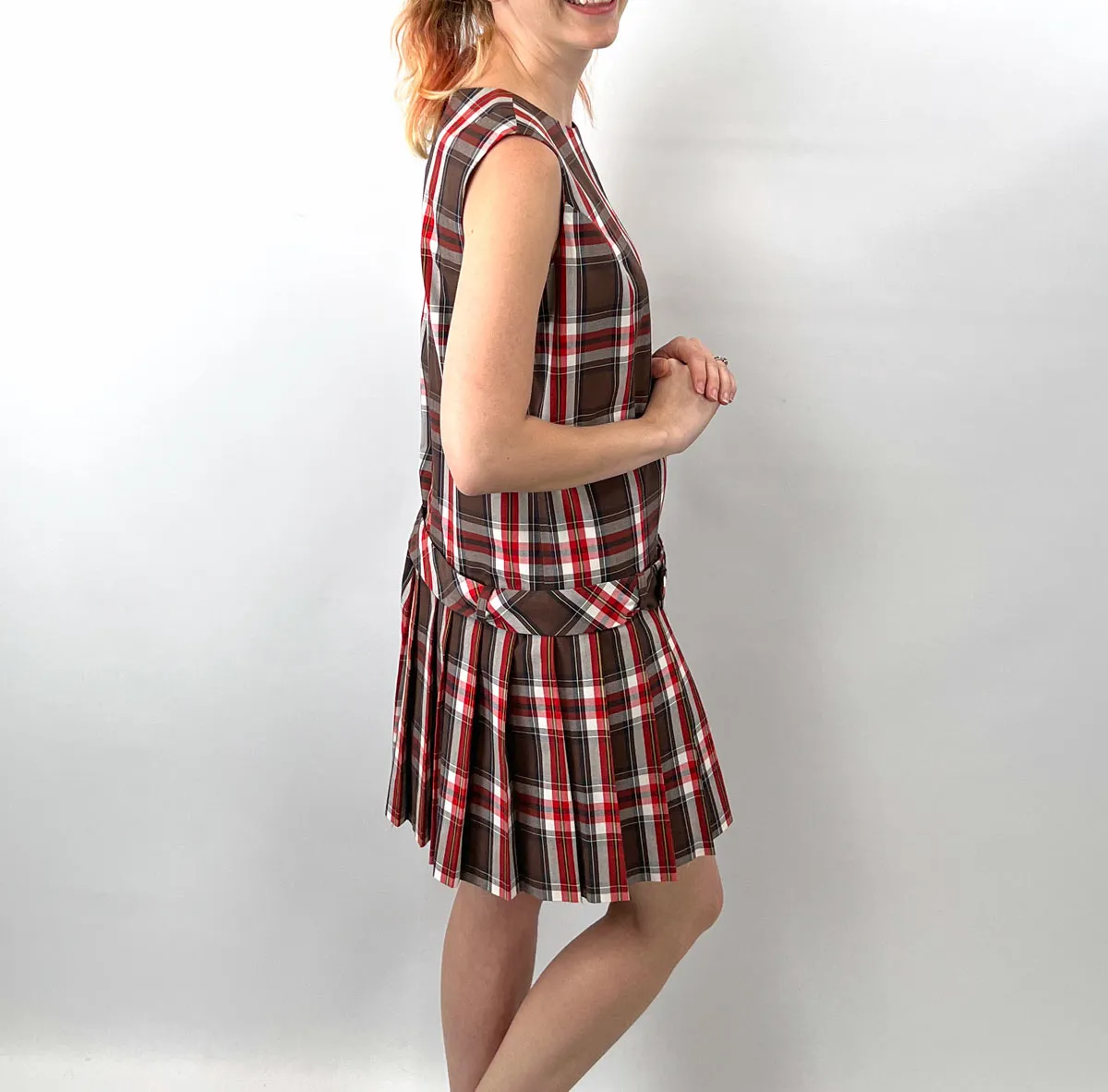 60s Plaid Scooter Dress Drop Waist School Girl Mod Tami Sophisticates VFG