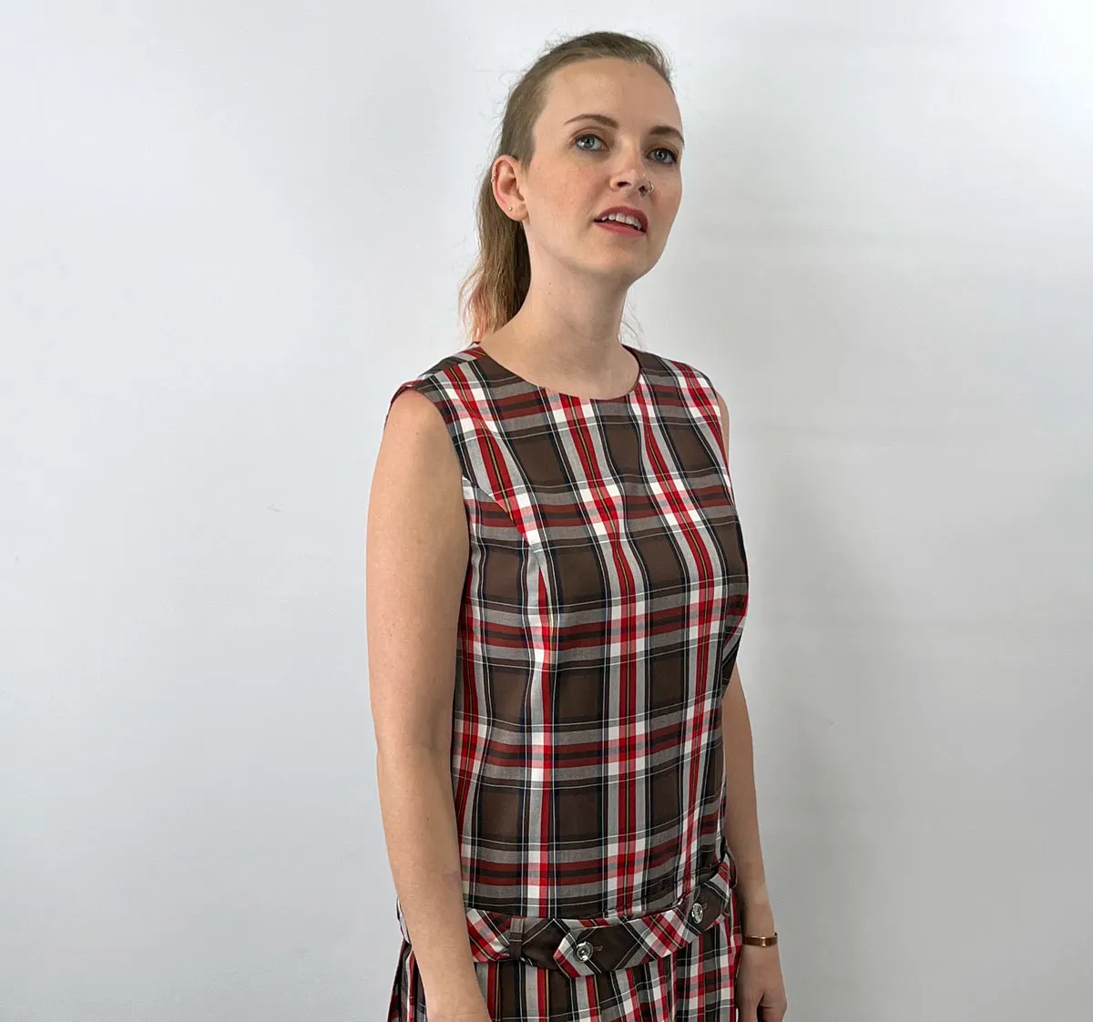 60s Plaid Scooter Dress Drop Waist School Girl Mod Tami Sophisticates VFG