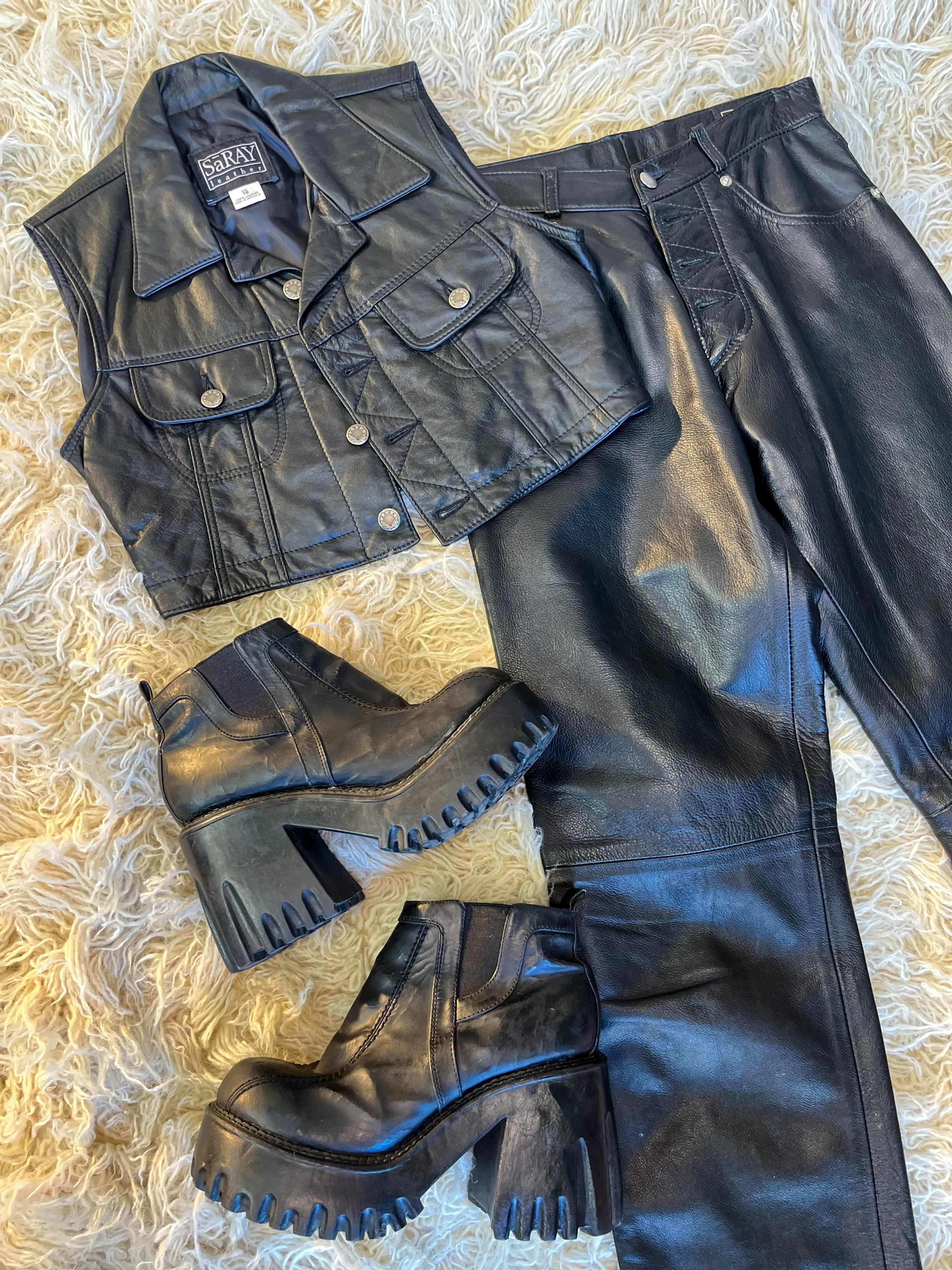 90s Leather Two Piece Set