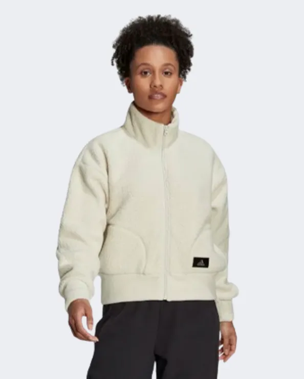 Adidas Holidayz Sherpa Women Sportswear Jacket Off White Hc8820