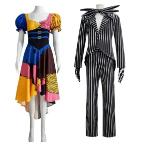 Adult kids Jack Skellington Sally Suit Costume The Nightmare Before Christmas for women men Boy Girl full Set