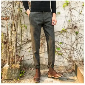 Advbridge -  Men Autumn Winter Fashion Stripe Business Dress Pants Men Formal Office Suit Pants Male Casual Slim Fit Trousers W177