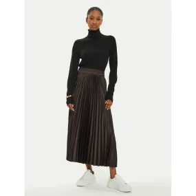 AGENTE1 Pleated Jersey Midi Skirt Dark Brown