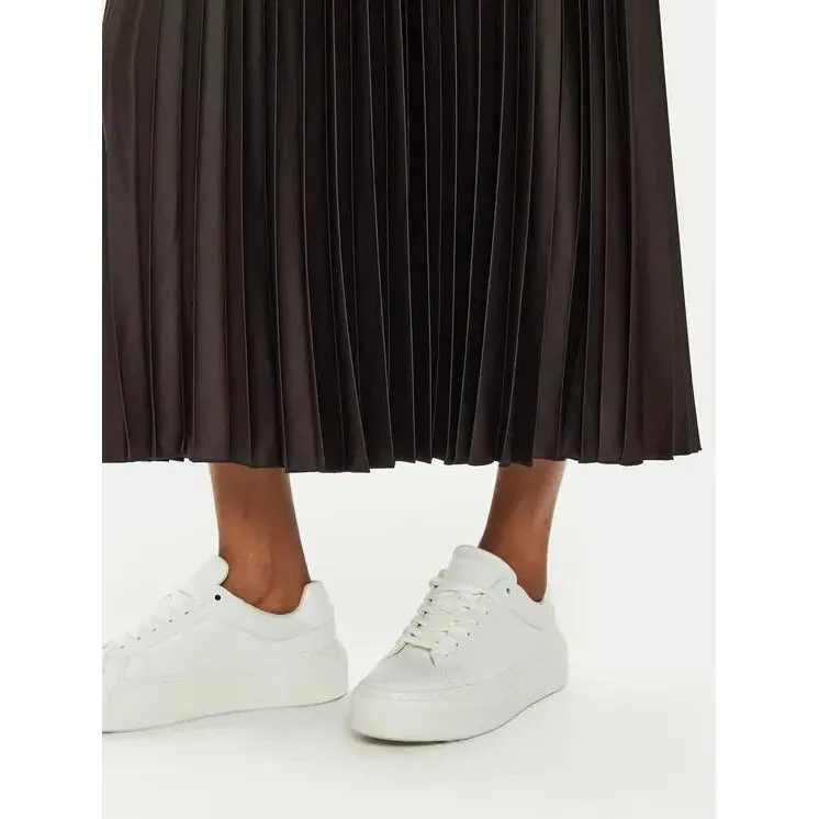 AGENTE1 Pleated Jersey Midi Skirt Dark Brown