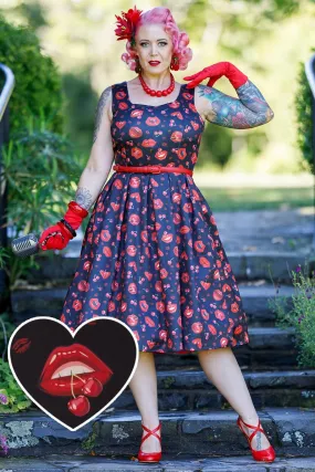 Amanda Pin Up Lip & Cherry Swing Dress