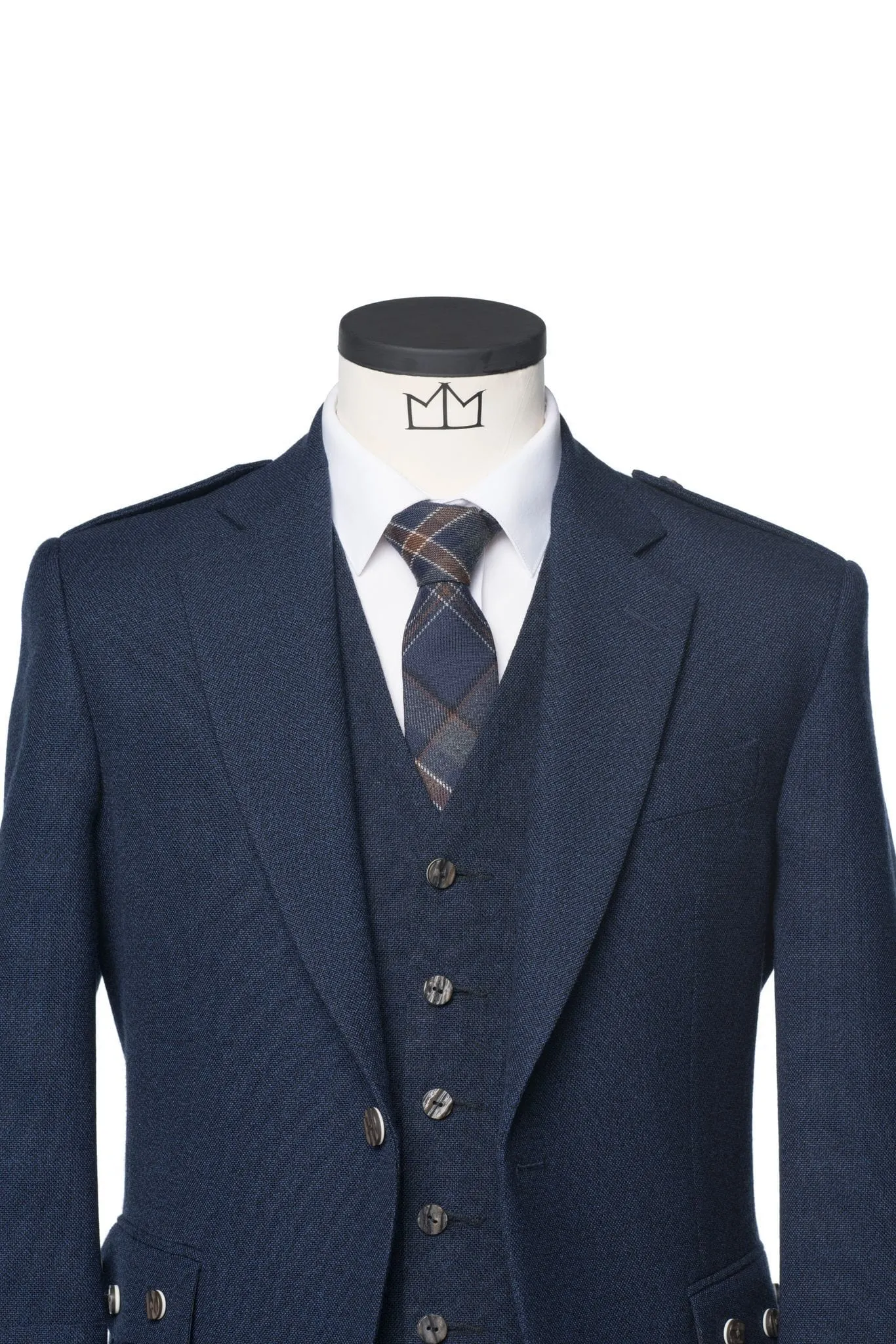 Arran Navy Tweed Kilt Jacket and Waistcoat