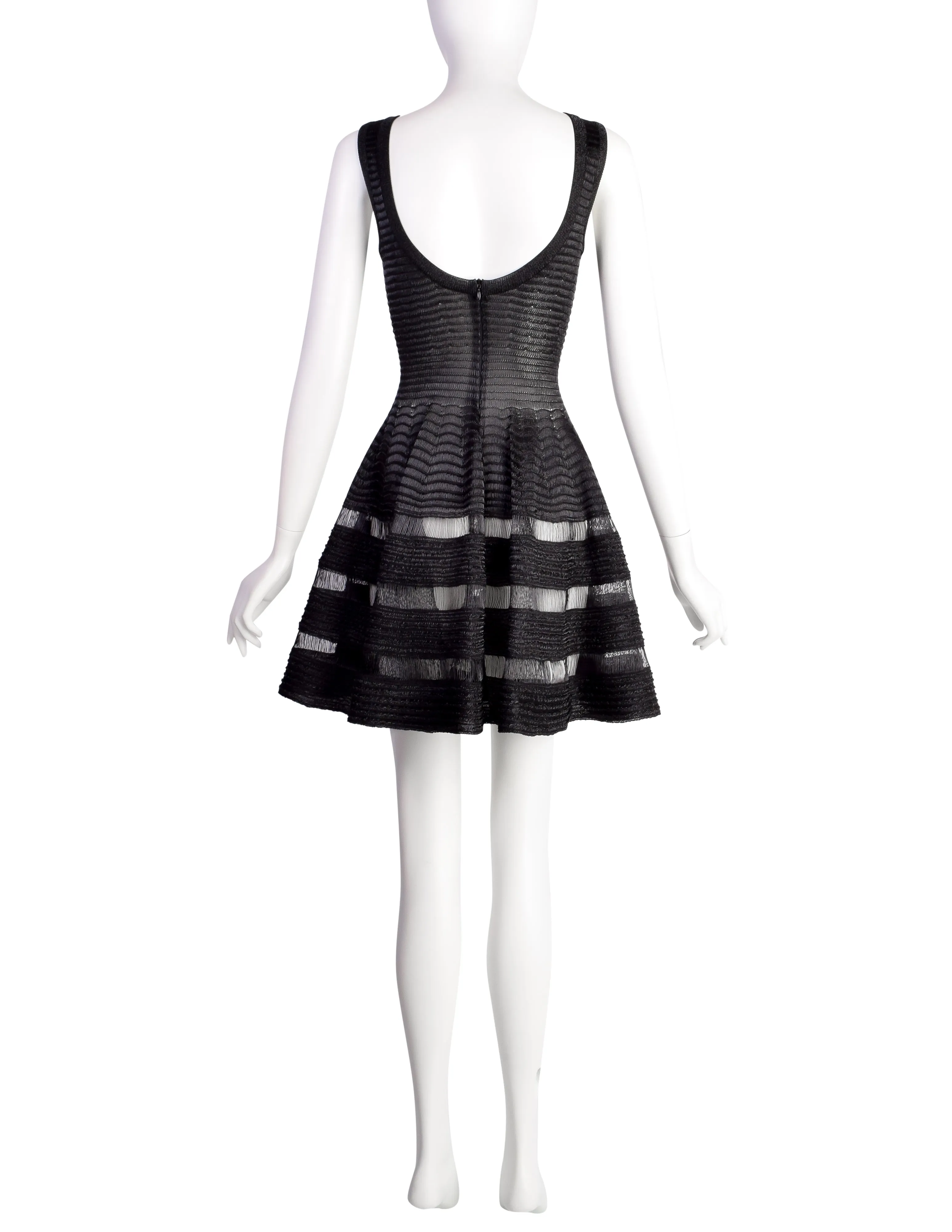 Azzedine Alaia SS 2010 Black Woven Plastic Raffia Web Mini Dress