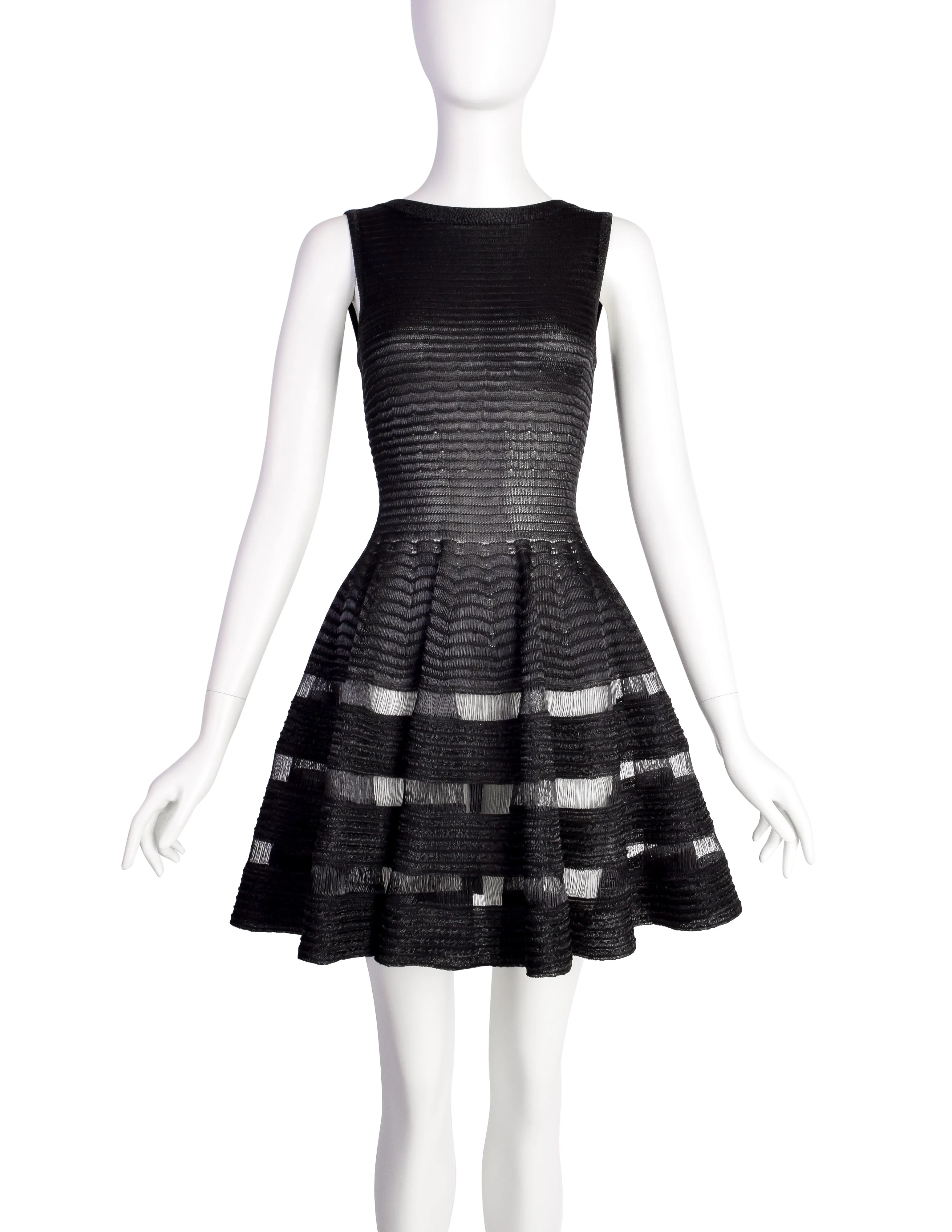 Azzedine Alaia SS 2010 Black Woven Plastic Raffia Web Mini Dress