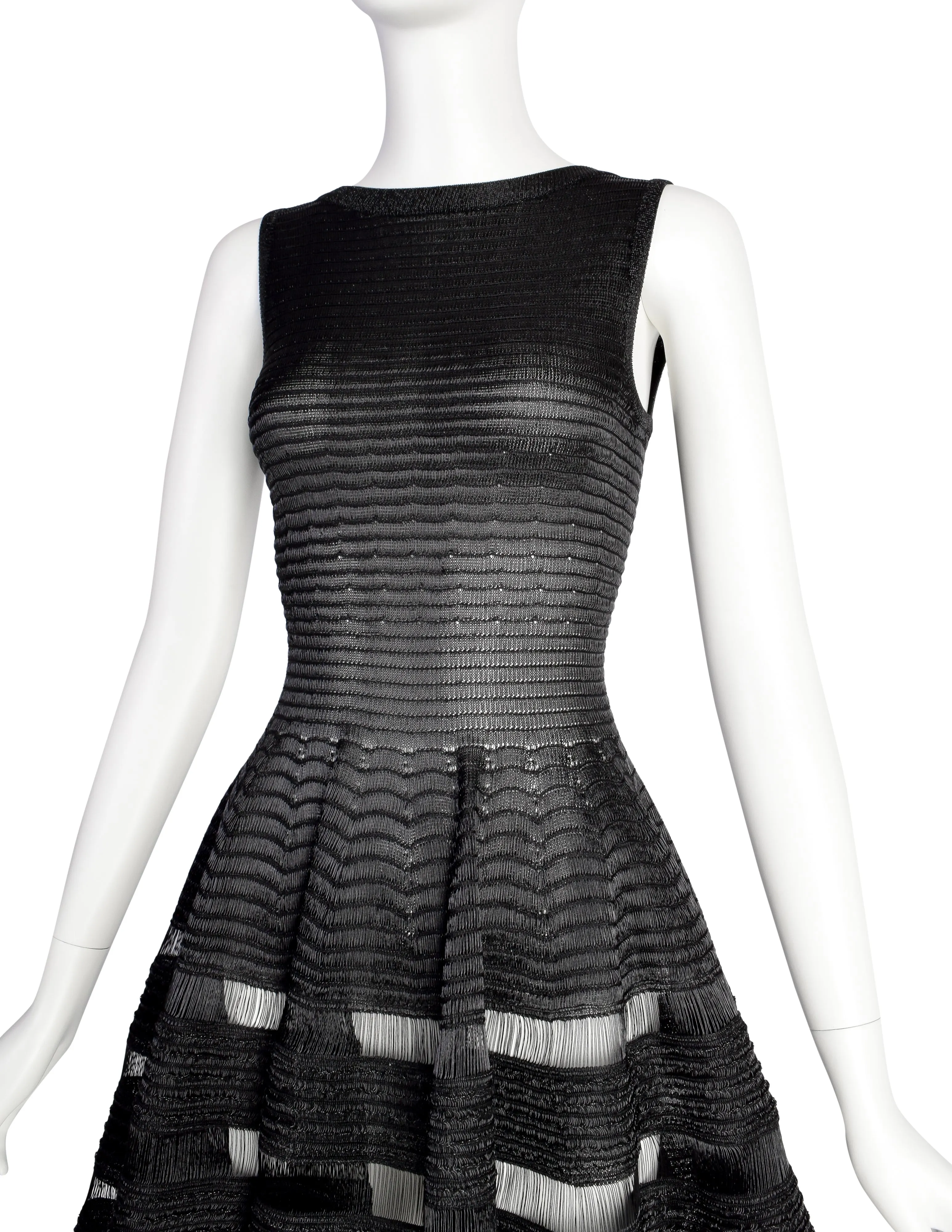 Azzedine Alaia SS 2010 Black Woven Plastic Raffia Web Mini Dress