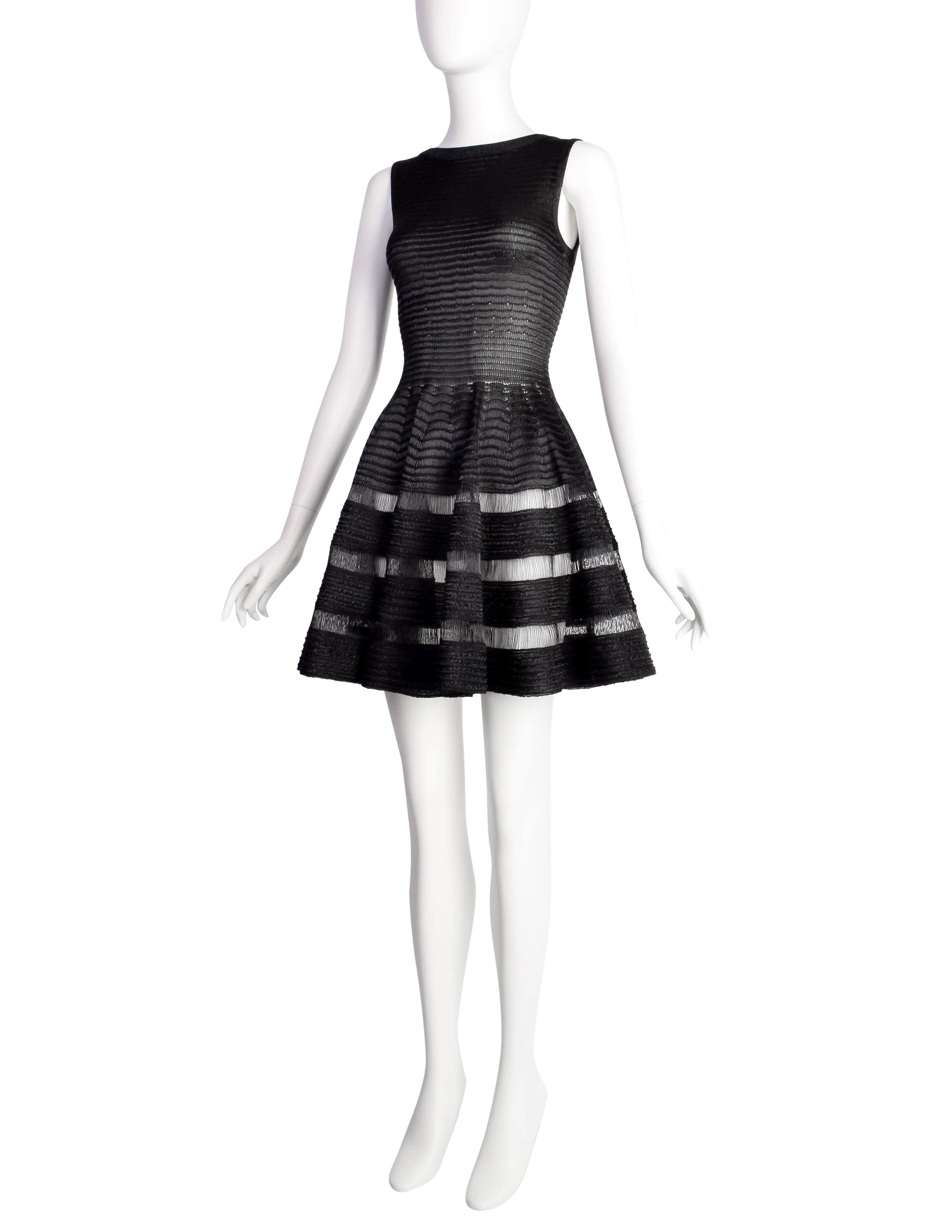 Azzedine Alaia SS 2010 Black Woven Plastic Raffia Web Mini Dress