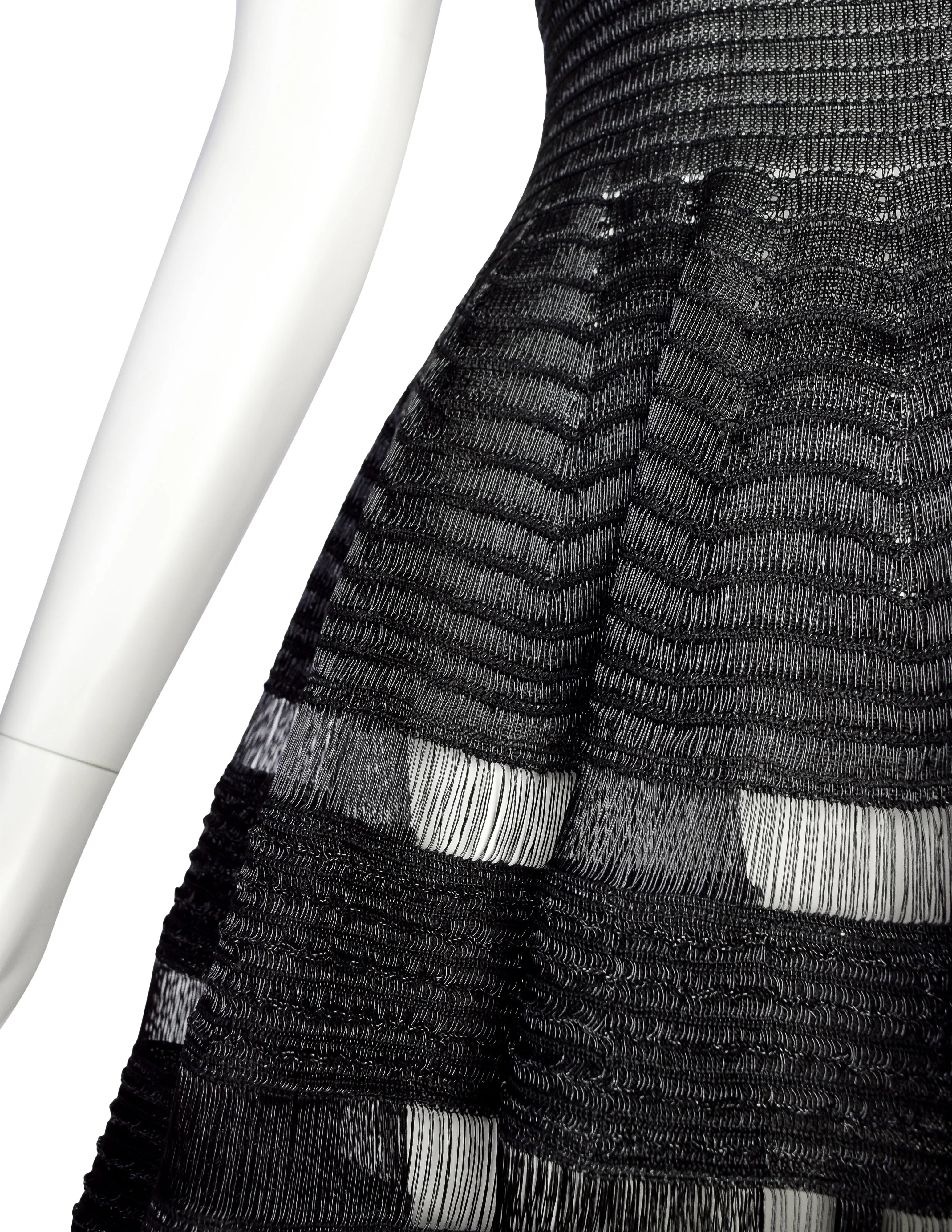 Azzedine Alaia SS 2010 Black Woven Plastic Raffia Web Mini Dress