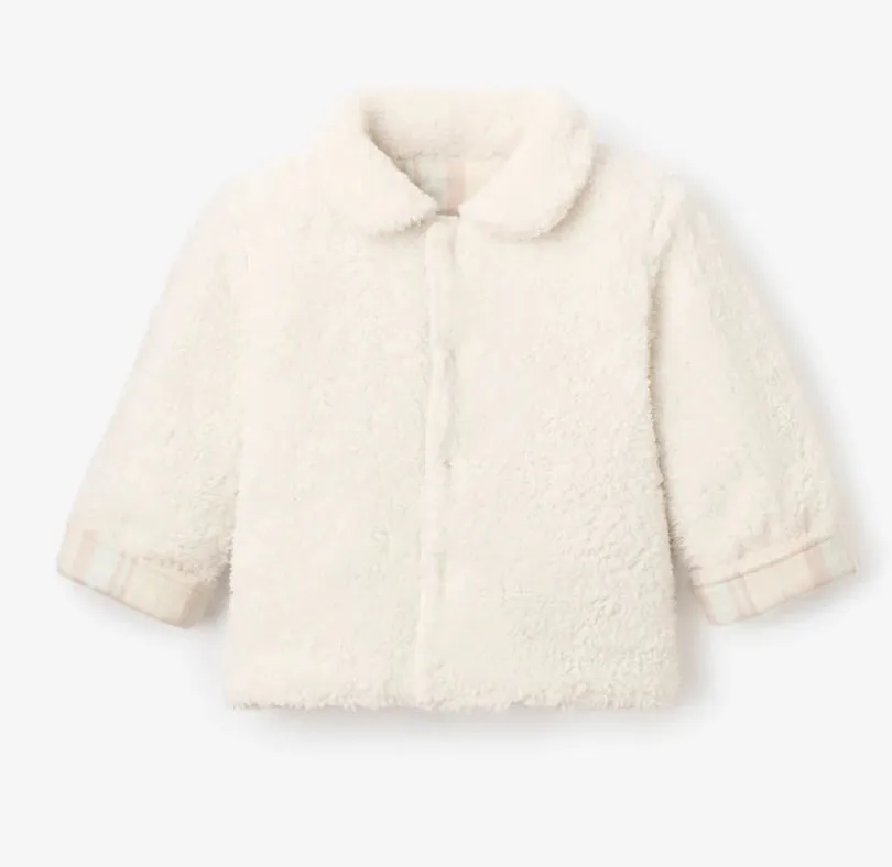 Baby Reversible plaid/Sherpa Jacket with Sherpa collar, 9-12 months