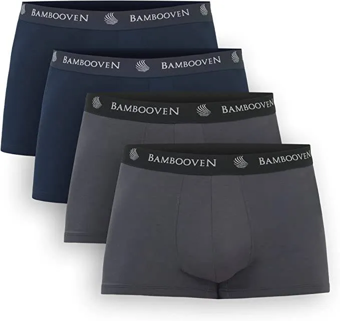 Bambooven Men’s Breathable Trunks with Pouch – Sweat-Wicking Underwear, Anti-Chafing, Built-in Pouch Support, Soft Trunks (4 Pack)