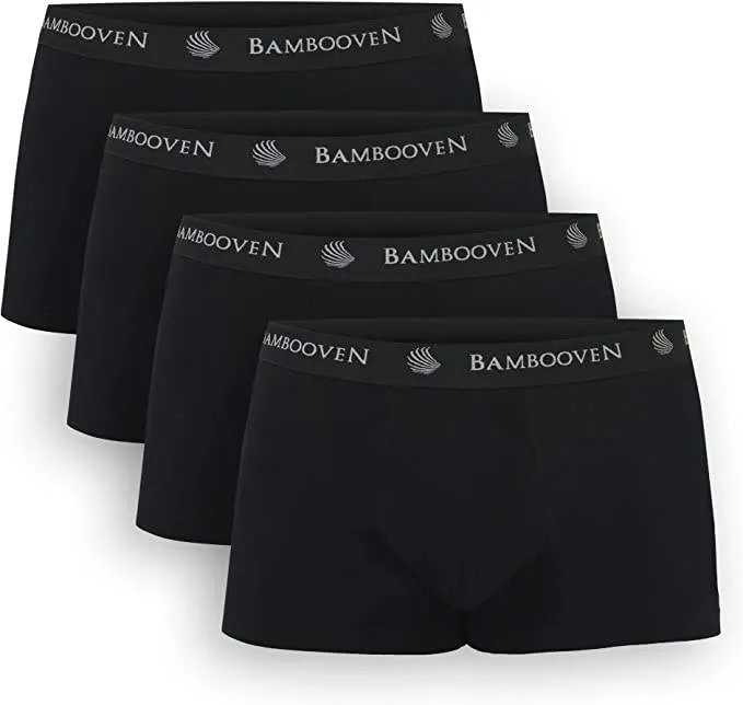 Bambooven Men’s Breathable Trunks with Pouch – Sweat-Wicking Underwear, Anti-Chafing, Built-in Pouch Support, Soft Trunks (4 Pack)