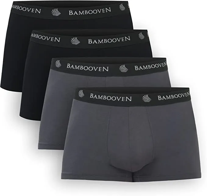 Bambooven Men’s Breathable Trunks with Pouch – Sweat-Wicking Underwear, Anti-Chafing, Built-in Pouch Support, Soft Trunks (4 Pack)