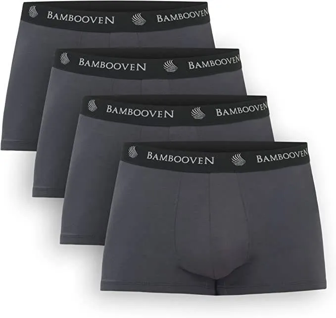 Bambooven Men’s Breathable Trunks with Pouch – Sweat-Wicking Underwear, Anti-Chafing, Built-in Pouch Support, Soft Trunks (4 Pack)