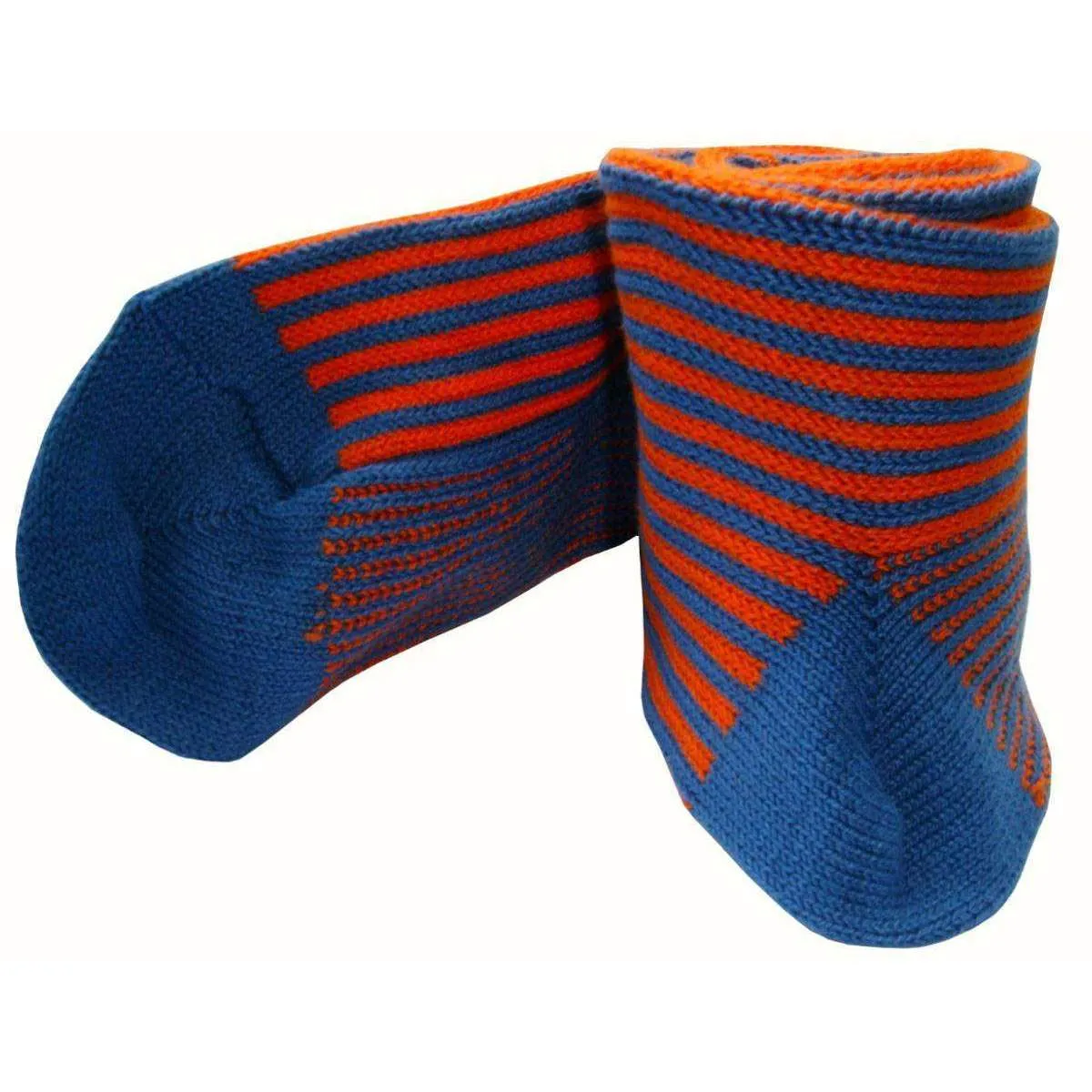 Bassin and Brown Vertical Stripe Midcalf Socks - Blue/Orange