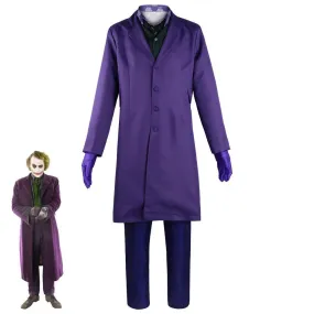 Batman Dark Knight Rise Joker Cosplay Costume Halloween Suit Purple Jacket Clown Dress Up