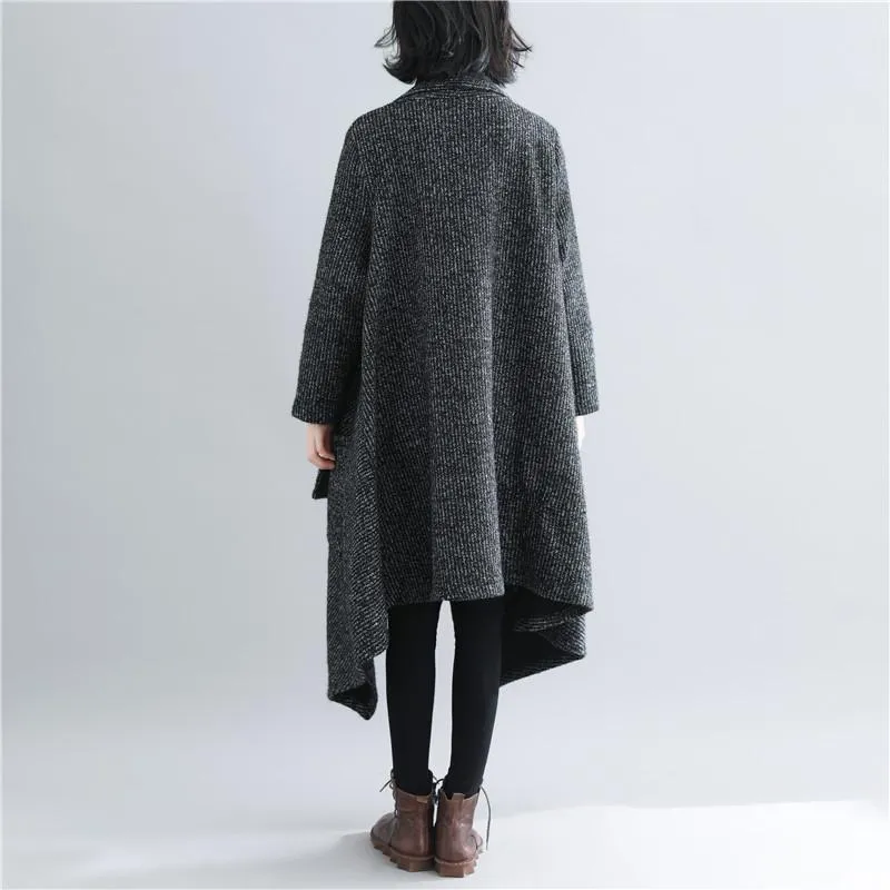 Black Women Plus Size Loose Long Overcoat