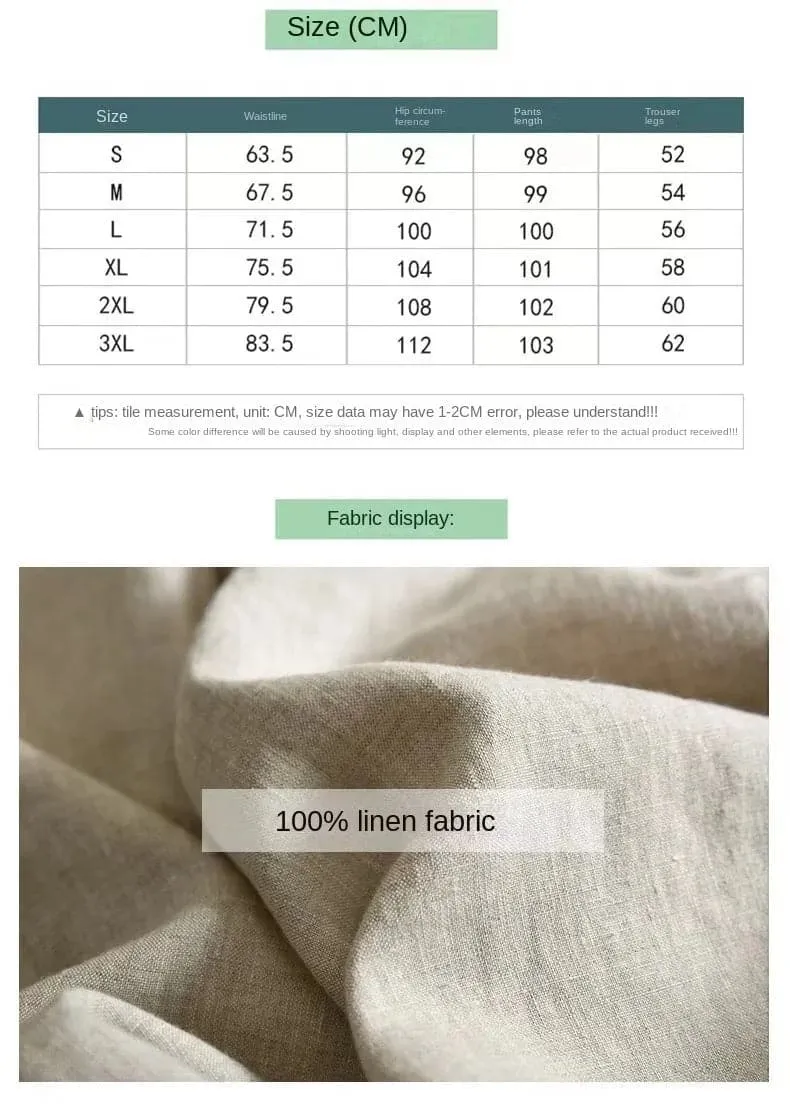 Breathable Linen Pants for Women - Comfortable High Waist Straight Fit - Ideal for Spring/Summer