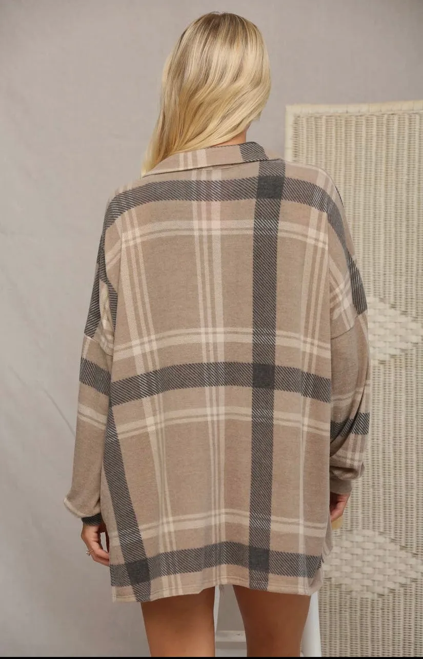 Brushed Cashmere Plaid Shacket