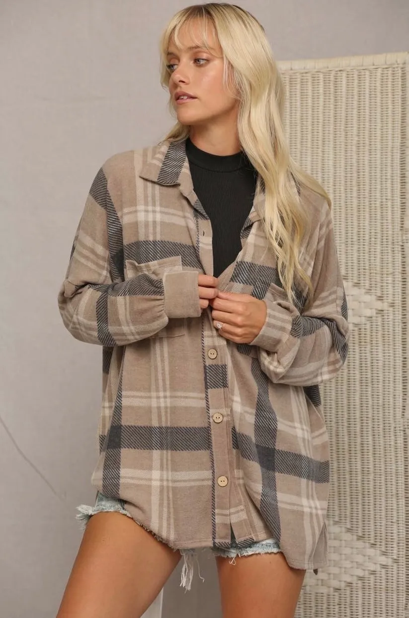 Brushed Cashmere Plaid Shacket