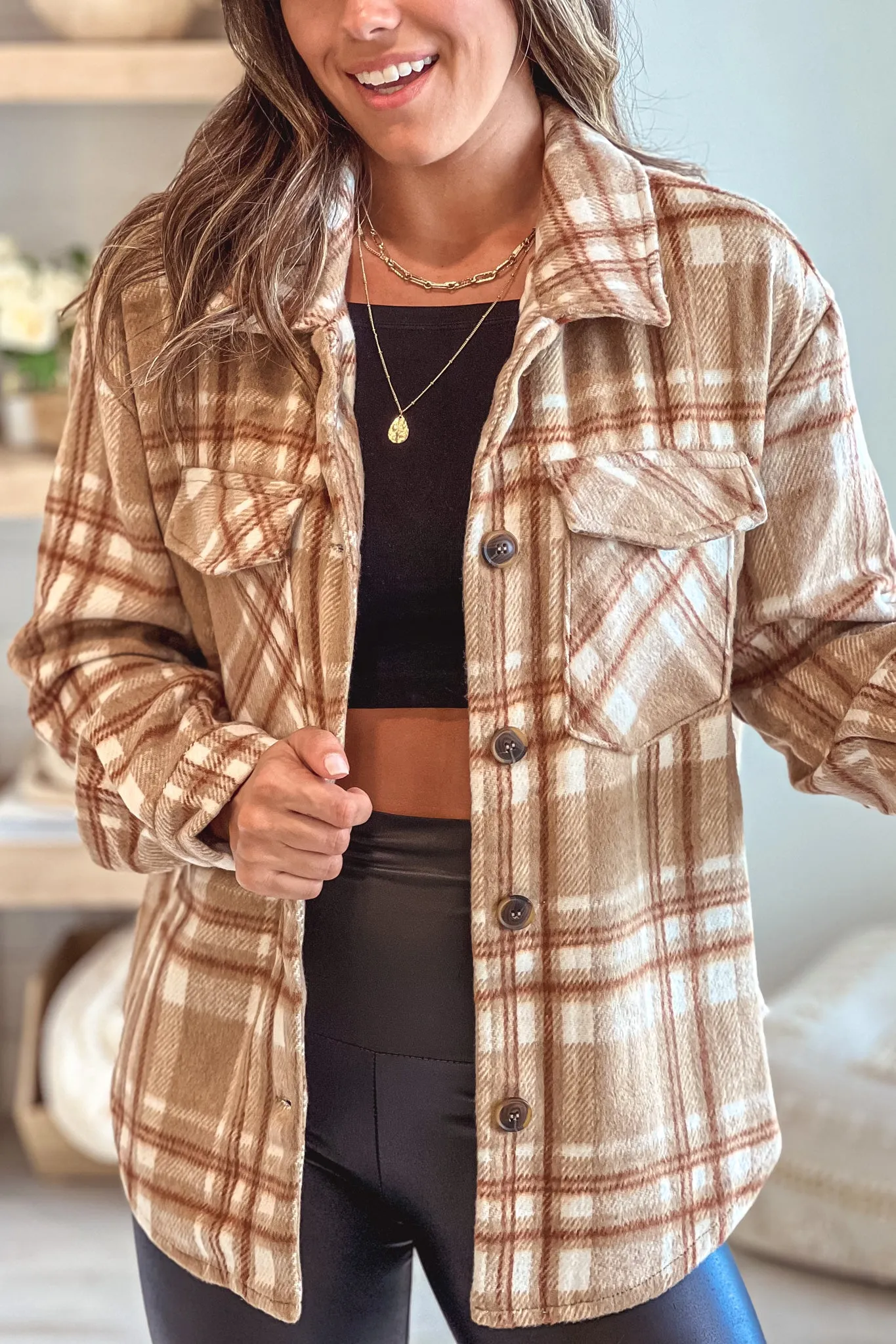 Camel Plaid Shacket