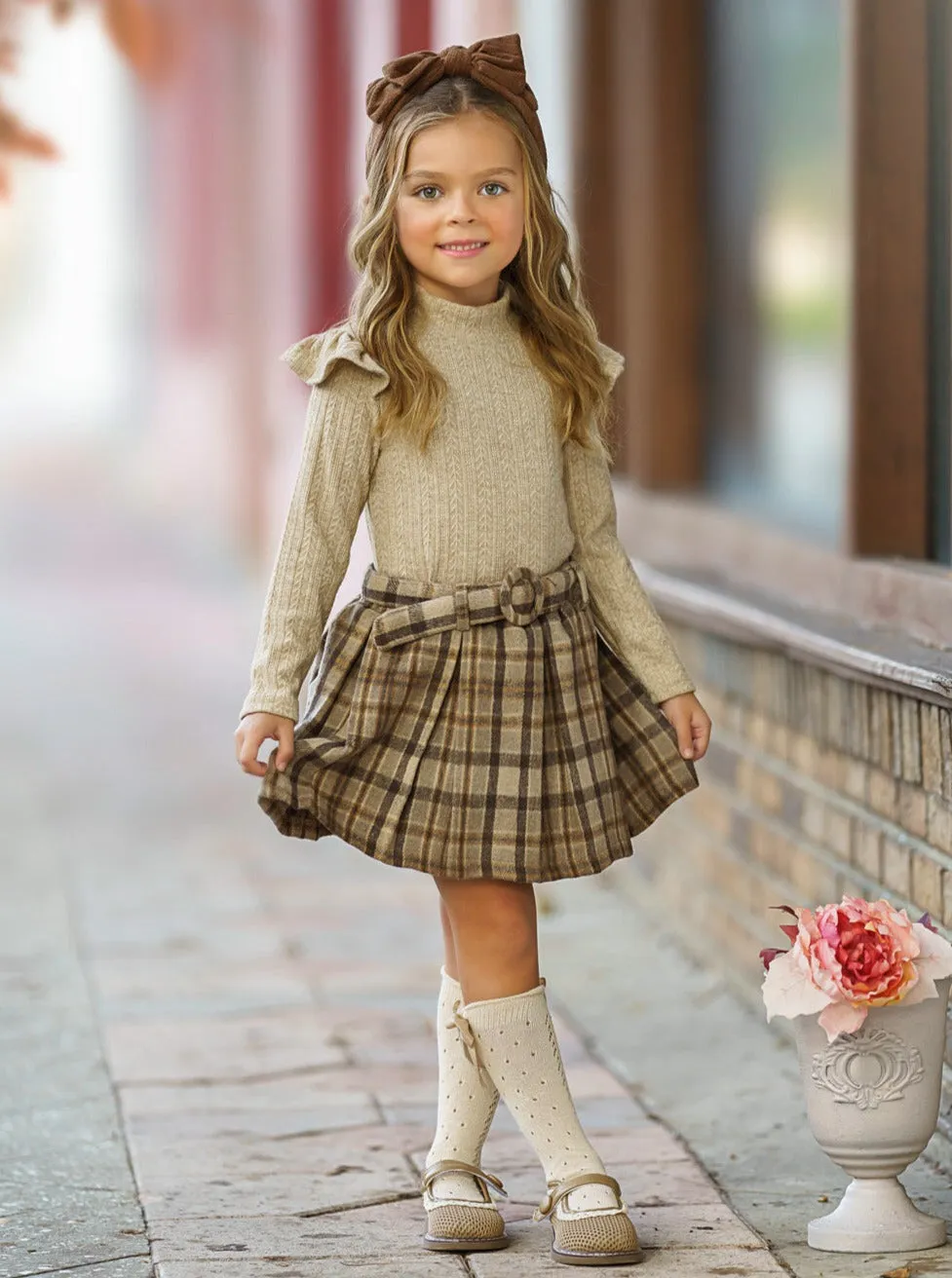 Campus Cutie Plaid Skirt Set and Beret