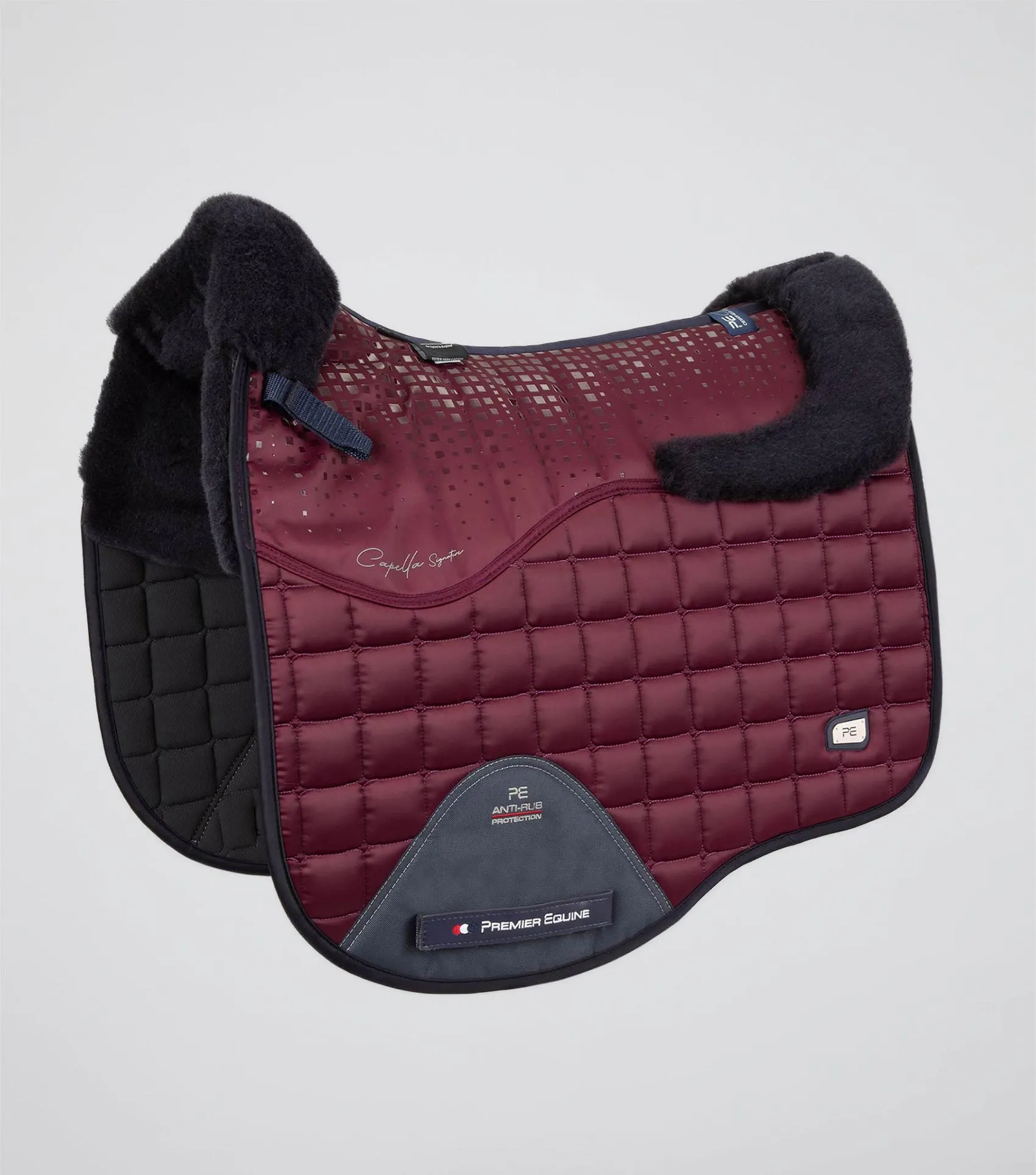 Capella Close Contact Merino Wool Dressage Square Wine/Navy Wool