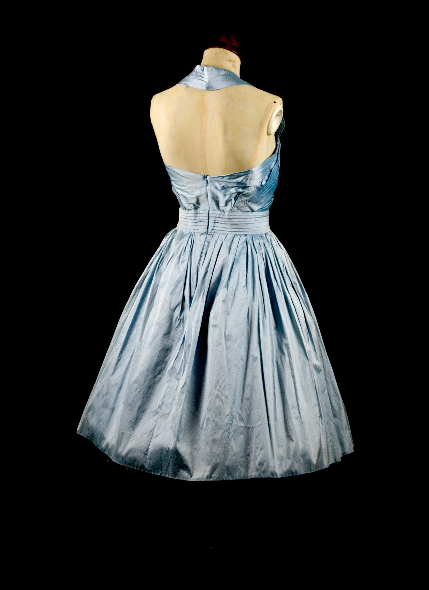 Carla - Pale Blue Silk and Tulle Short Dress