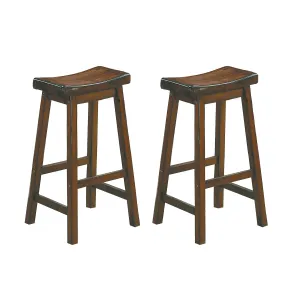 Cherry Finish Pub Height Stool - Solid Wood Frame - Set of 2