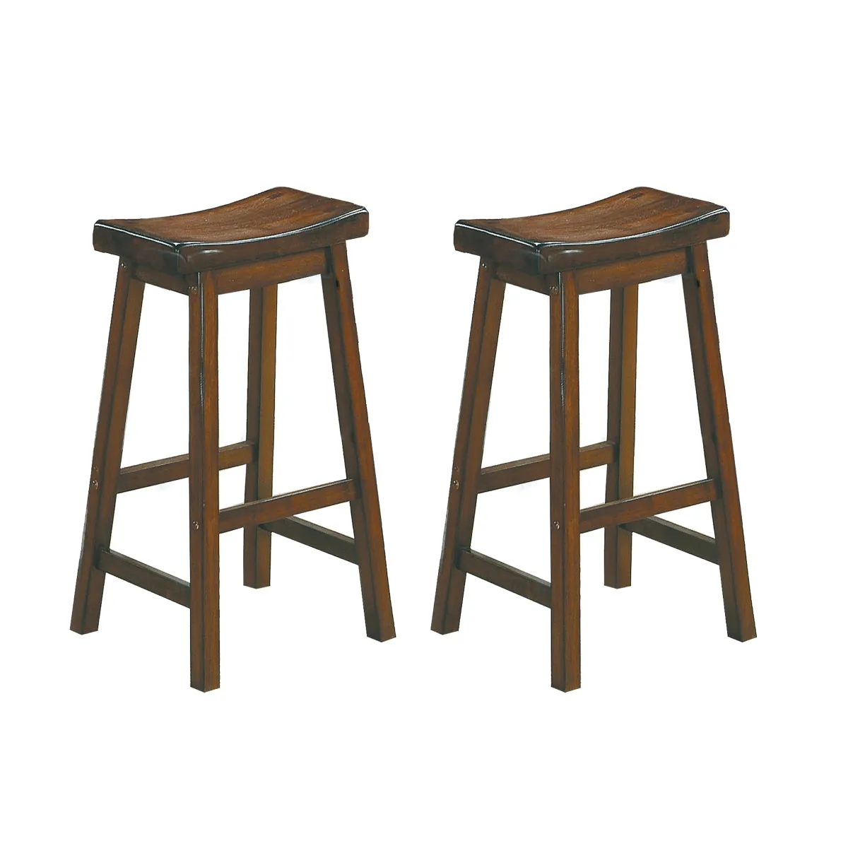 Cherry Finish Pub Height Stool - Solid Wood Frame - Set of 2