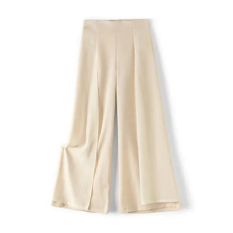 Chiffon Split High Waist Wide Leg Casual Palazzo Pants