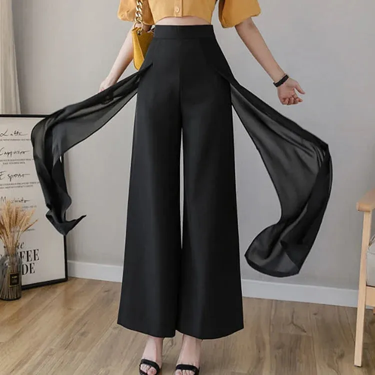 Chiffon Split High Waist Wide Leg Casual Palazzo Pants