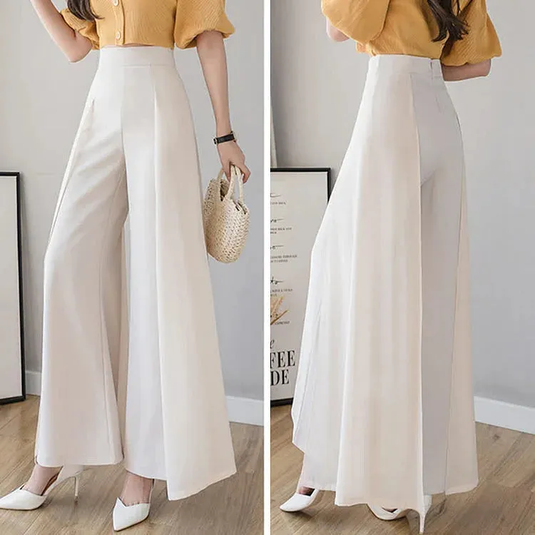 Chiffon Split High Waist Wide Leg Casual Palazzo Pants