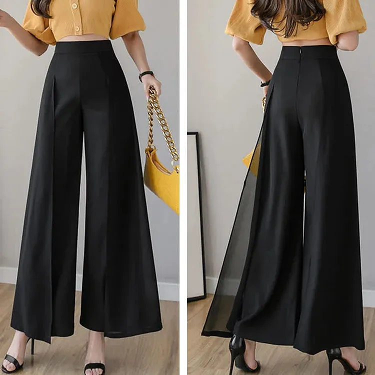 Chiffon Split High Waist Wide Leg Casual Palazzo Pants