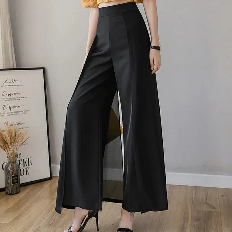 Chiffon Split High Waist Wide Leg Casual Palazzo Pants