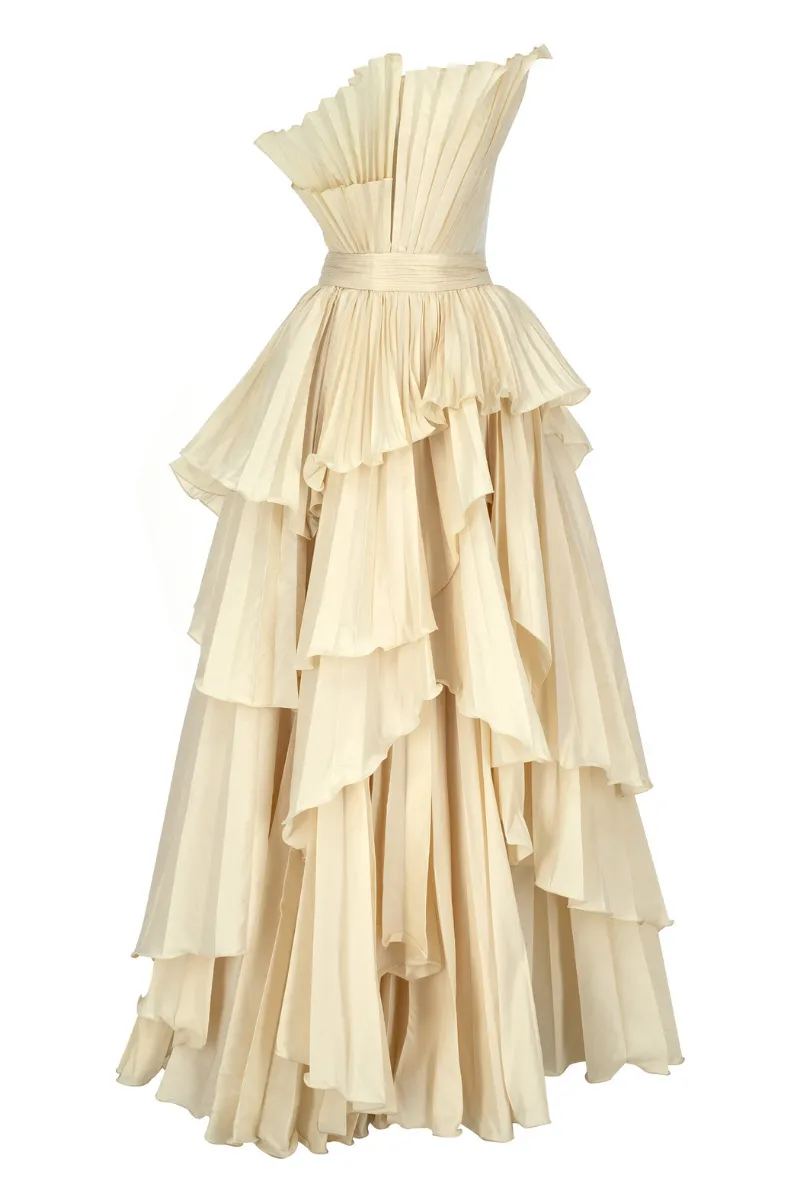 CLAIRE VANILLA TIERED GOWN