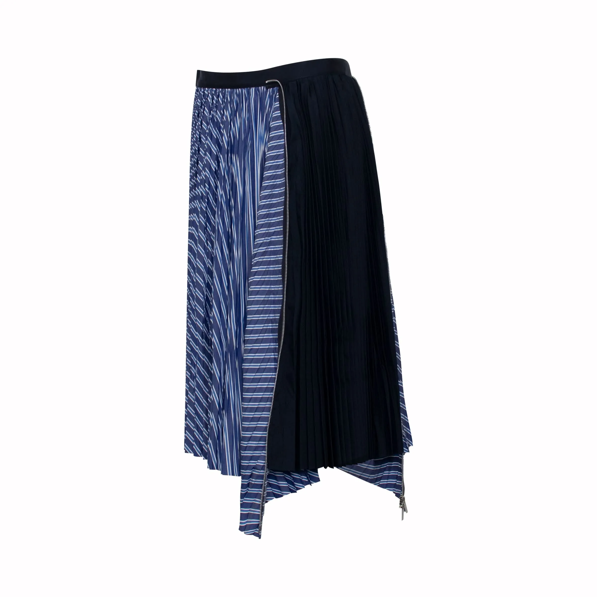 Classic Pleated Asymmetric Skirt in Stripe