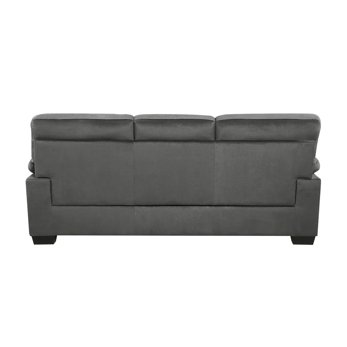 Dark Gray Textured Upholstery Sofa with Faux Wood Finish