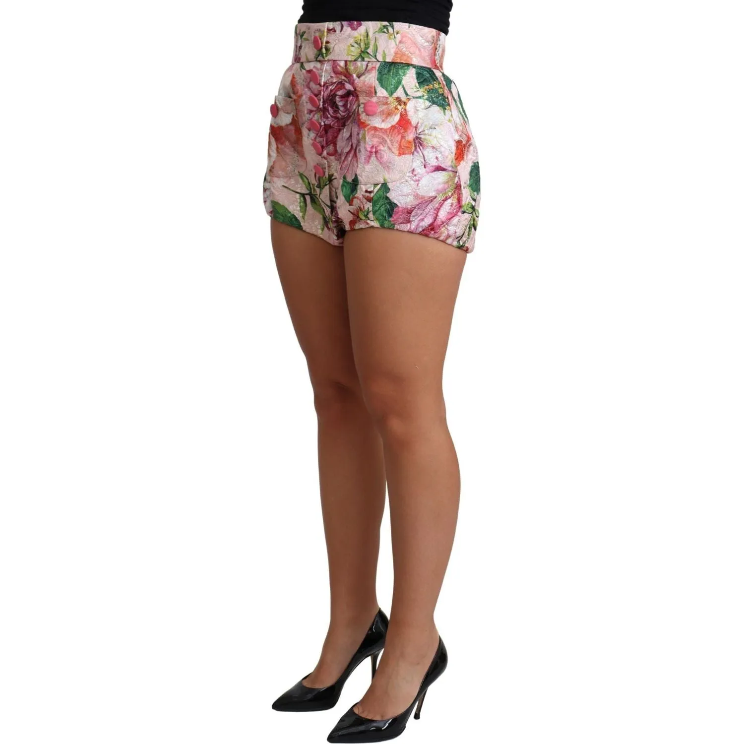 Dolce & Gabbana Chic Pink Floral High-Waist Hot Pants