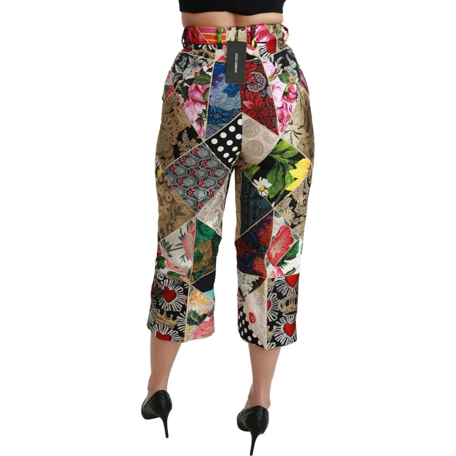 Dolce & Gabbana Elegant High Waist Cropped Silk Blend Trousers