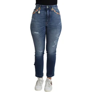 Dolce & Gabbana Embellished High Waist Skinny Denim Jeans