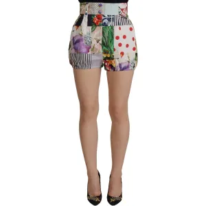 Dolce & Gabbana Patchwork High Waist Designer Shorts