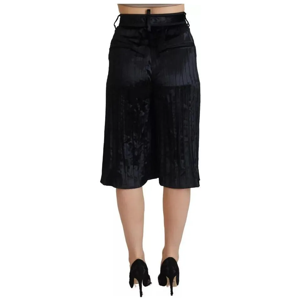 Dsquared² Black Pleated High Waist Wide Leg Cropped Pants