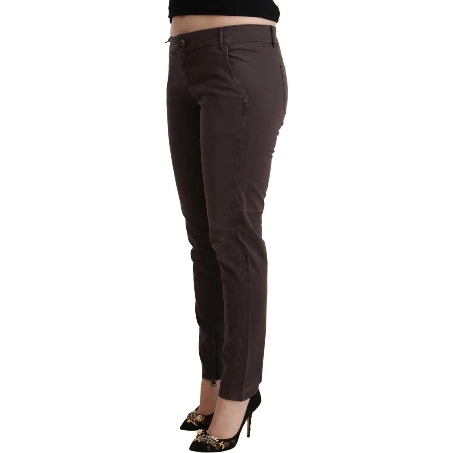 Ermanno Scervino Chic Brown Low Waist Skinny Pants